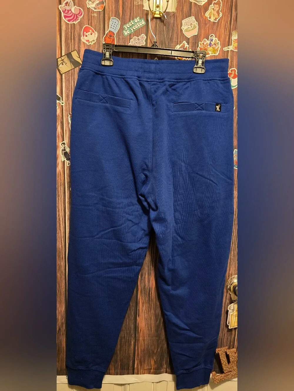 Jokes up Mens Blue Jogger Bottoms with Yellow Patch